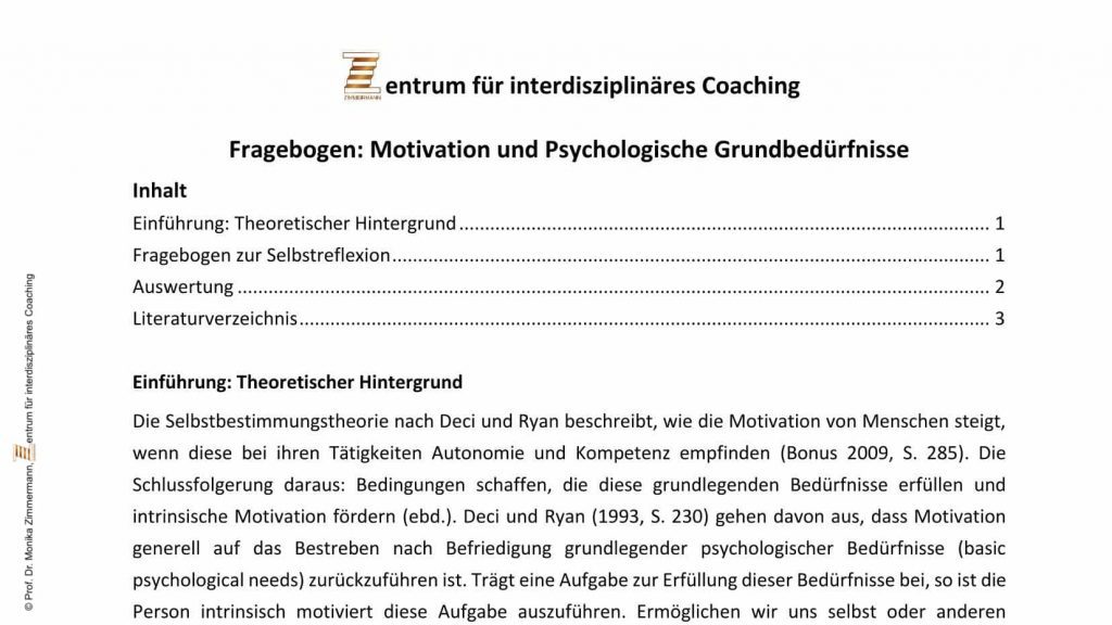 Fragebogen Selbstbestimmung