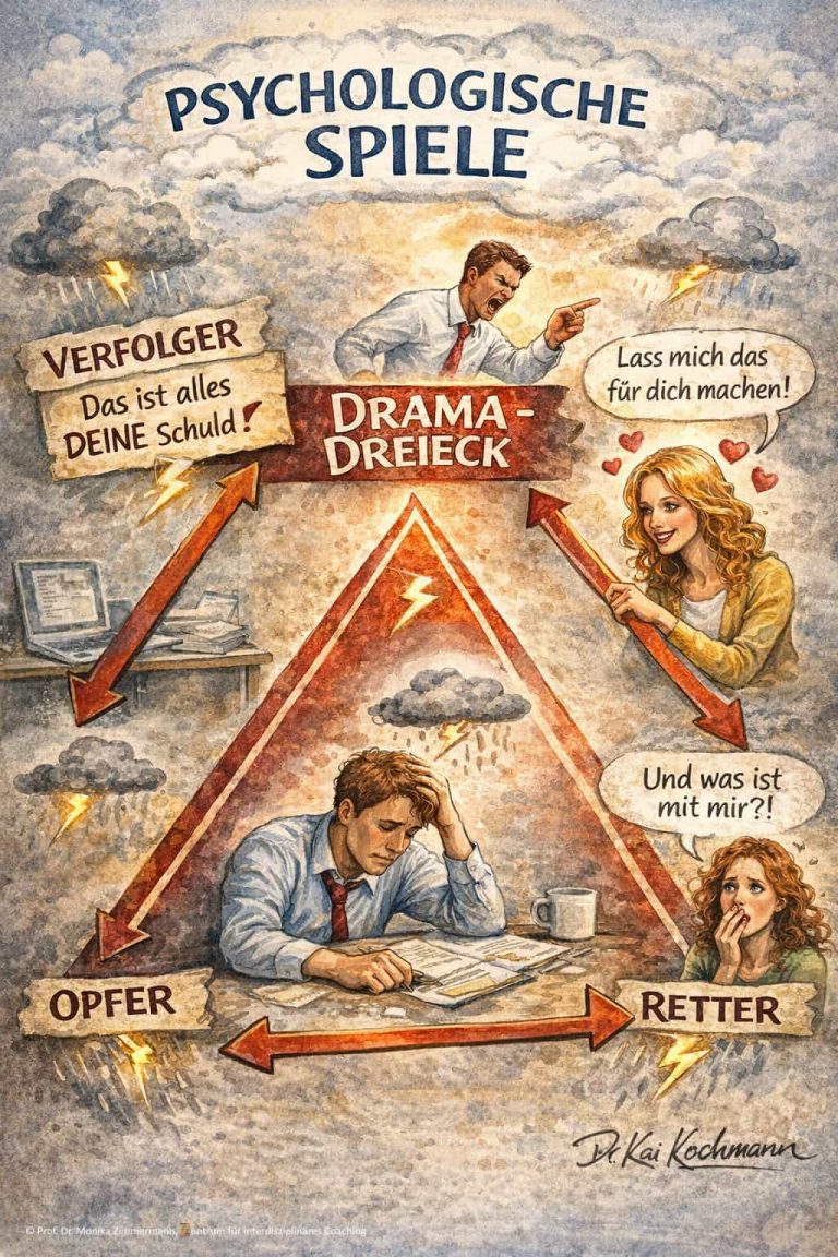 Psychologische Spiele im Drama-Dreieck (eigene Grafik)