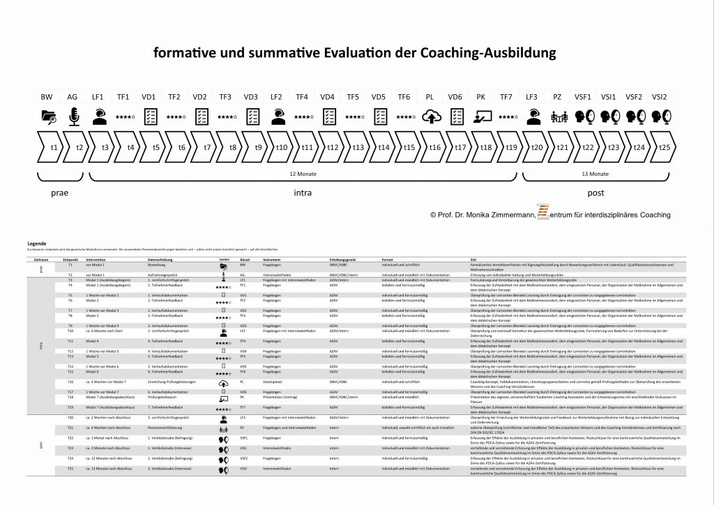 Übersicht der Instrumente zur Evaluation der Coaching-Ausbildung im Zentrum für interdisziplinäres Coaching